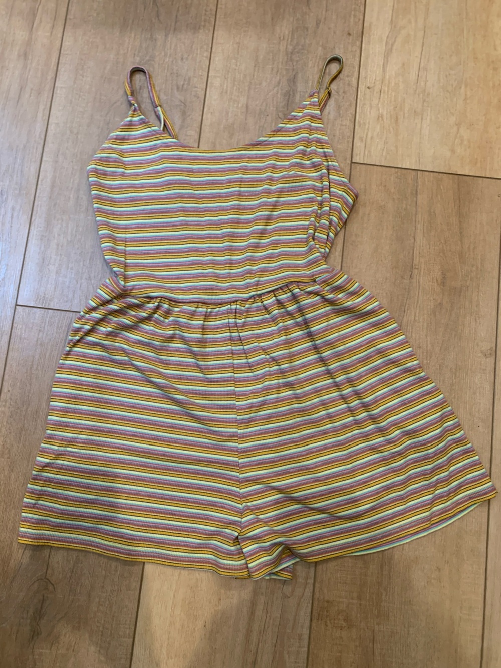 wild fable Multicolor Striped Romper with Adjustable Straps